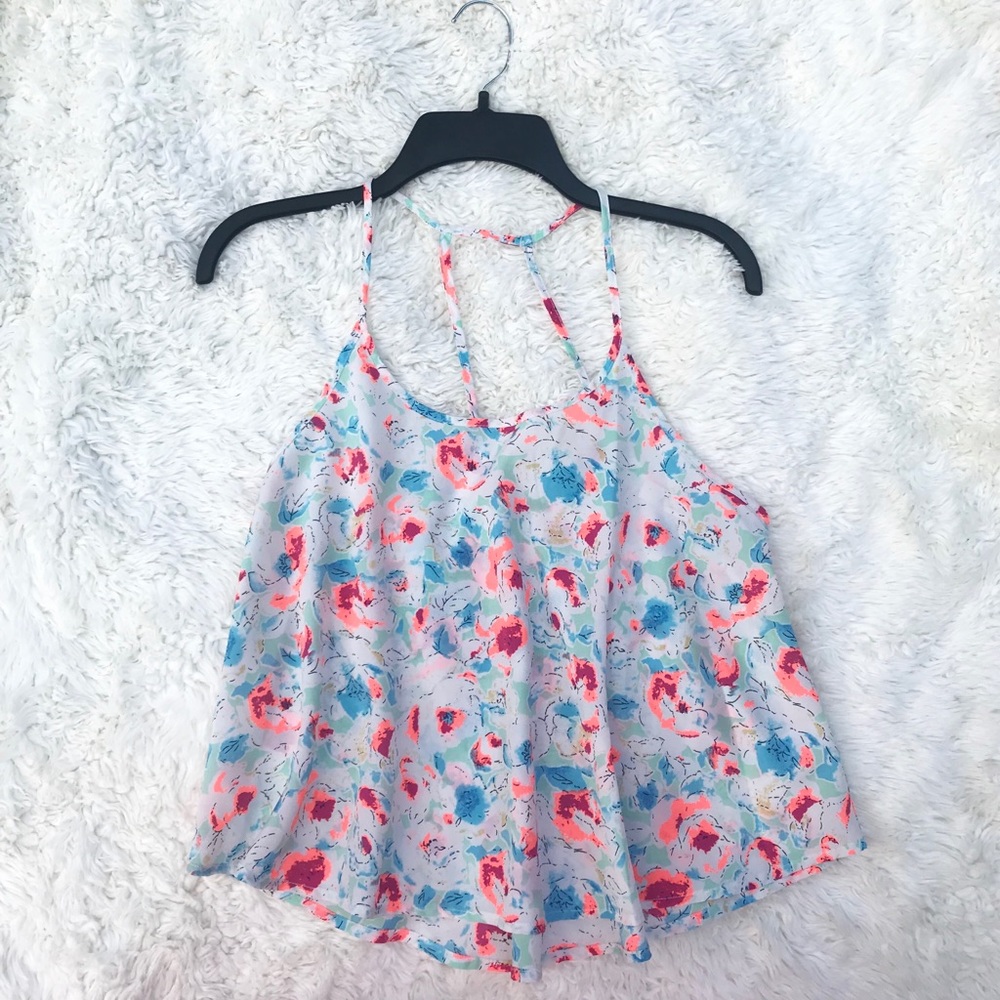 💐Floral flowy crop top with strappy back Elodie